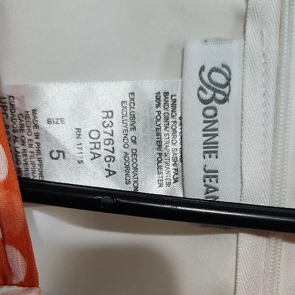 Bonnie Jean Orange Floral Dress with Polka Dots - Picture 2 of 6